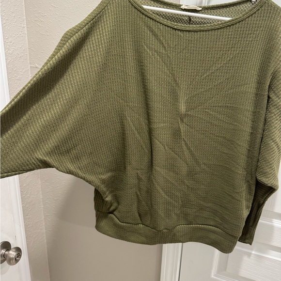 Olive Green Waffle Knit Top - Picture 2 of 3